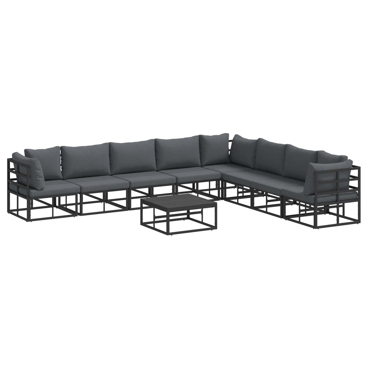 Sjedeća garnitura za vrt 9 kom. Crna Aluminij 353 x 283 x 71 cm