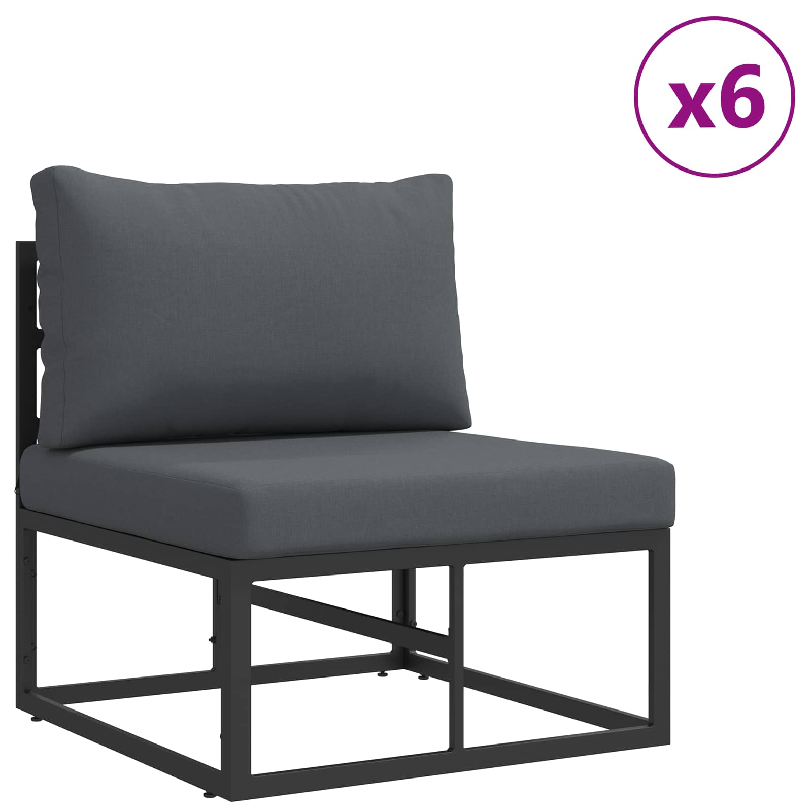 Sjedeća garnitura za vrt s jastukom 9 pcs Crna Aluminij