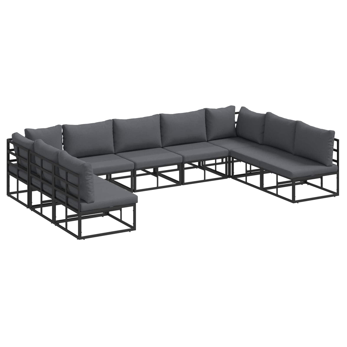 Sjedeća garnitura za vrt 9 kom. Crna Aluminij 353 x 211,5 x 71 cm