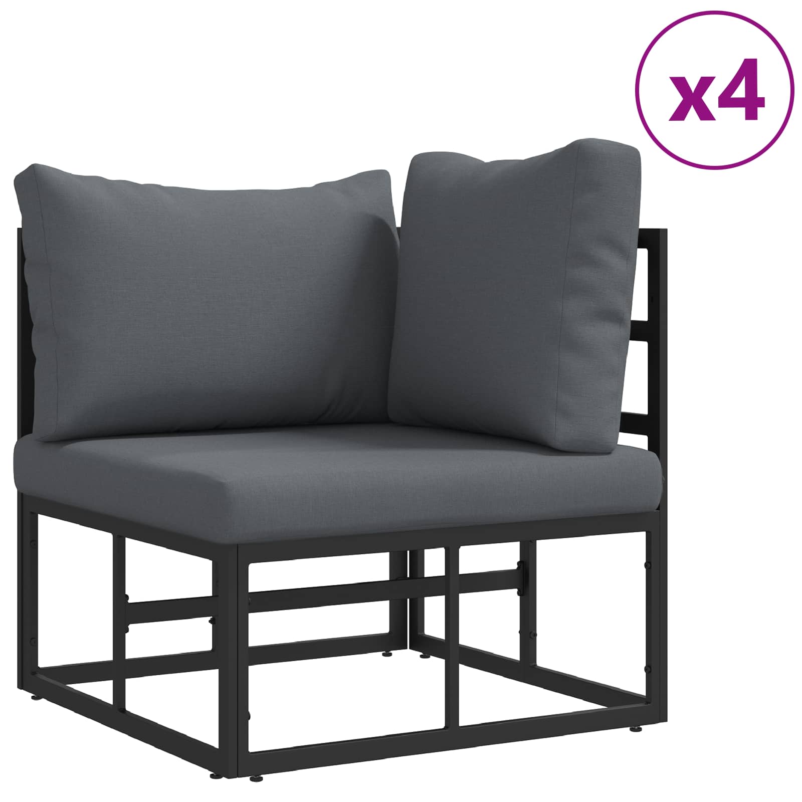 Sjedeća garnitura za vrt s jastukom 11 pcs Crna Aluminij