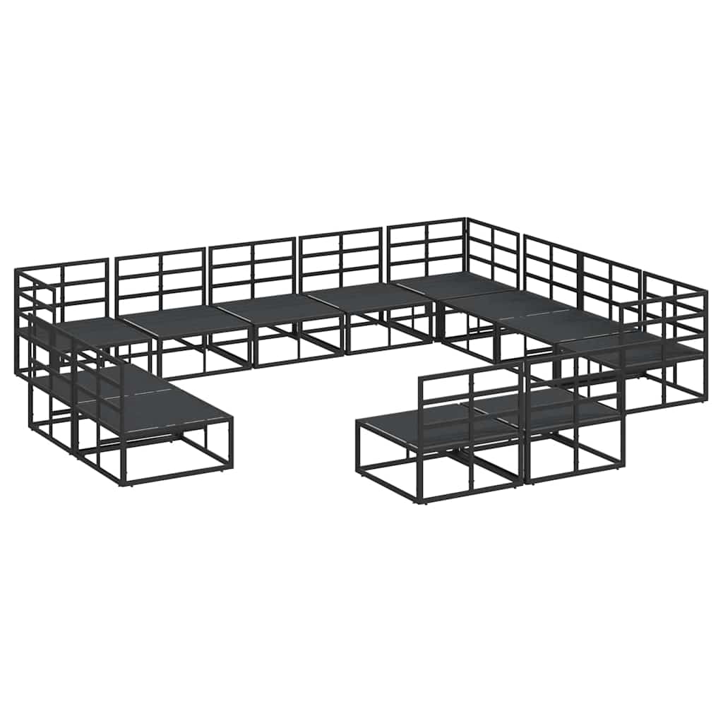 Sjedeća garnitura za vrt s jastukom 12 pcs Crna Aluminij