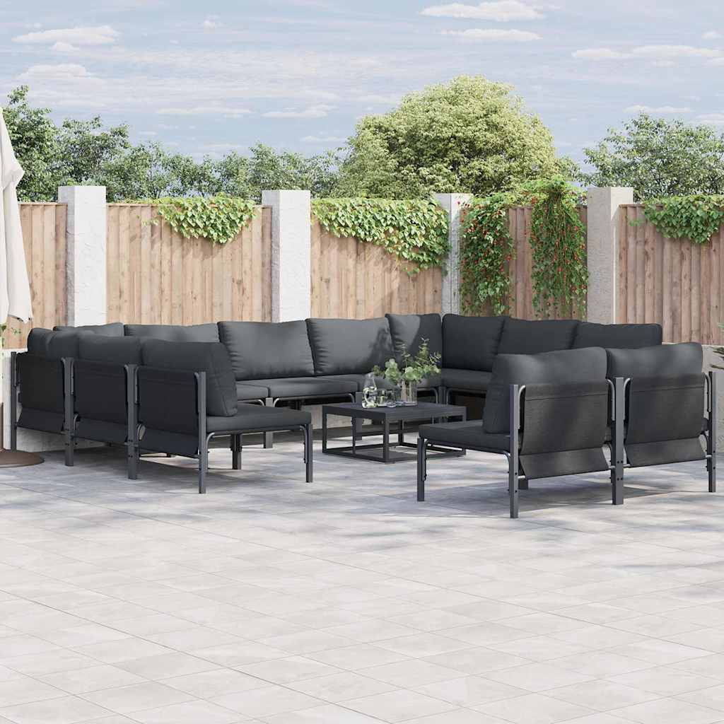 Sjedeća garnitura za vrt s jastukom 11 pcs Crna Čelik
