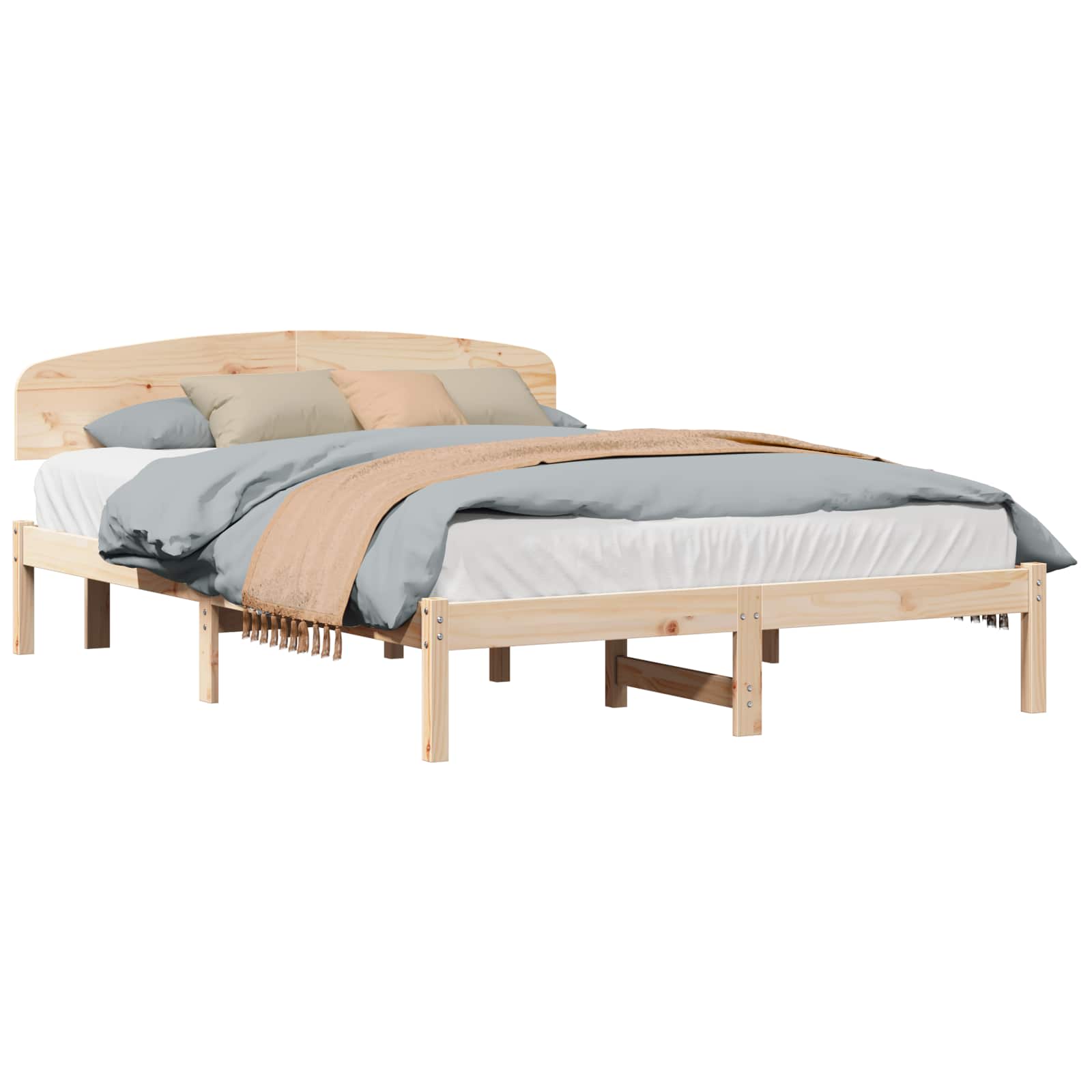 Krevetna konstrukcija Prirodna 150 x 200 cm Čvrsto borovo drvo