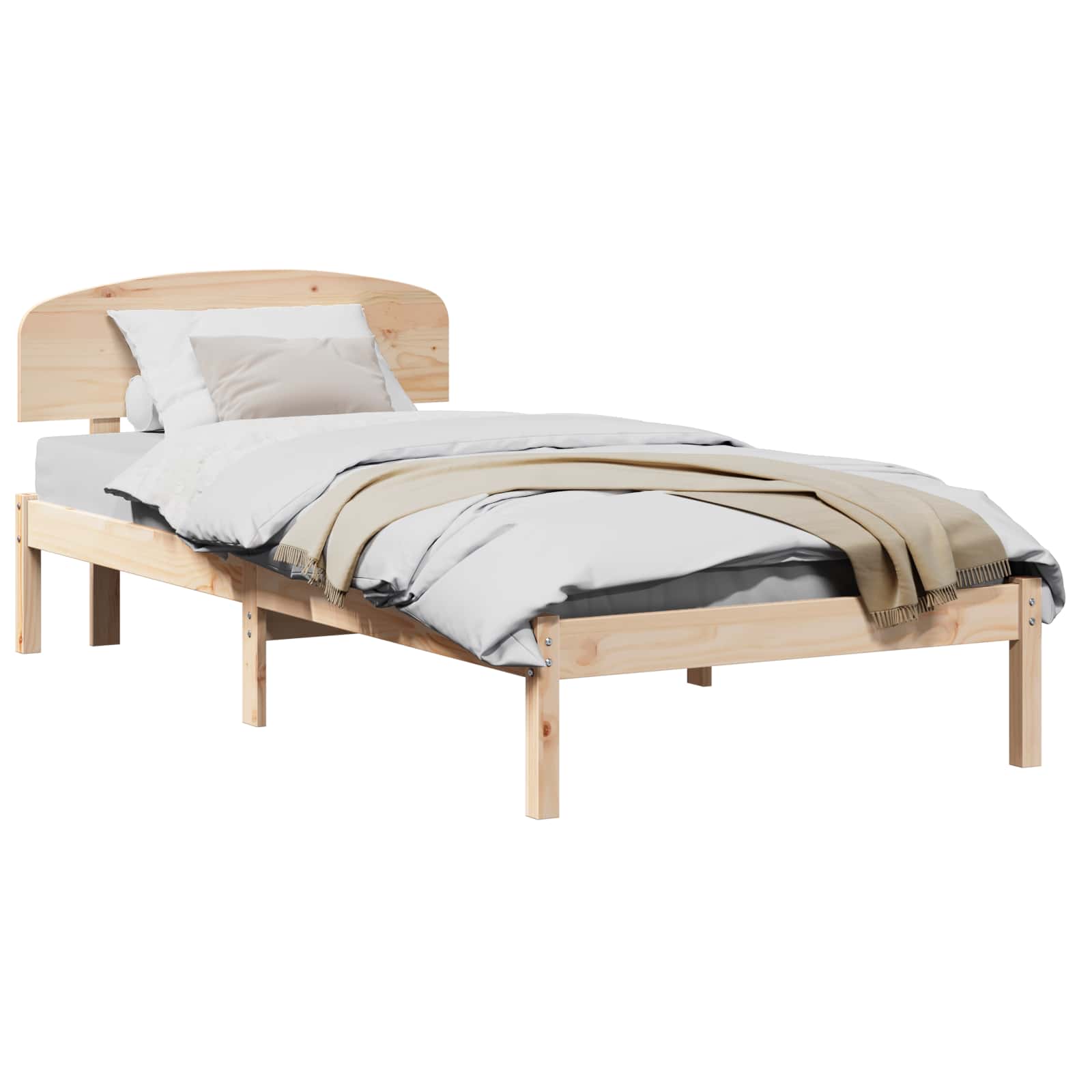 Krevetna konstrukcija Prirodna 75 x 190 cm Čvrsto borovo drvo