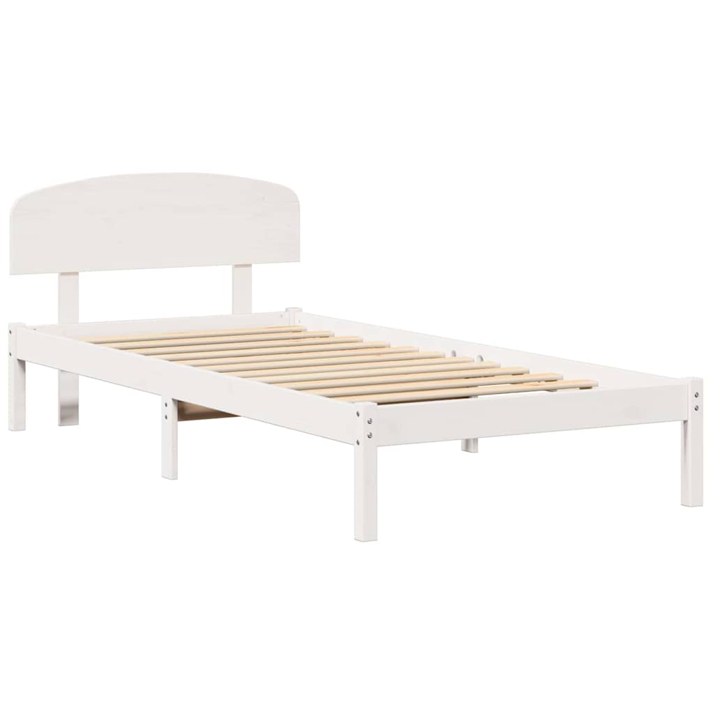 Krevetna konstrukcija Bijelo 75 x 190 cm Čvrsto borovo drvo
