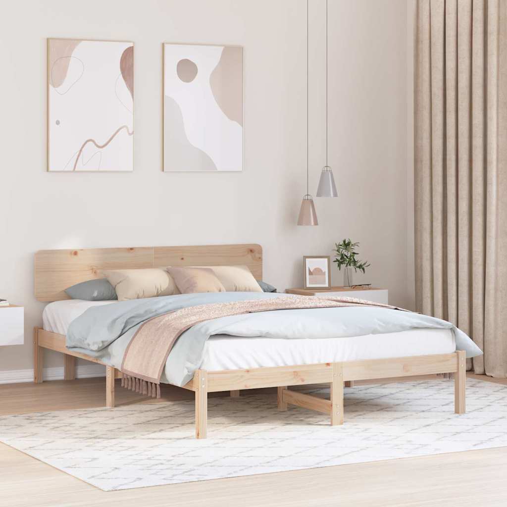 Krevetna konstrukcija Prirodna 200 x 200 cm Čvrsto borovo drvo