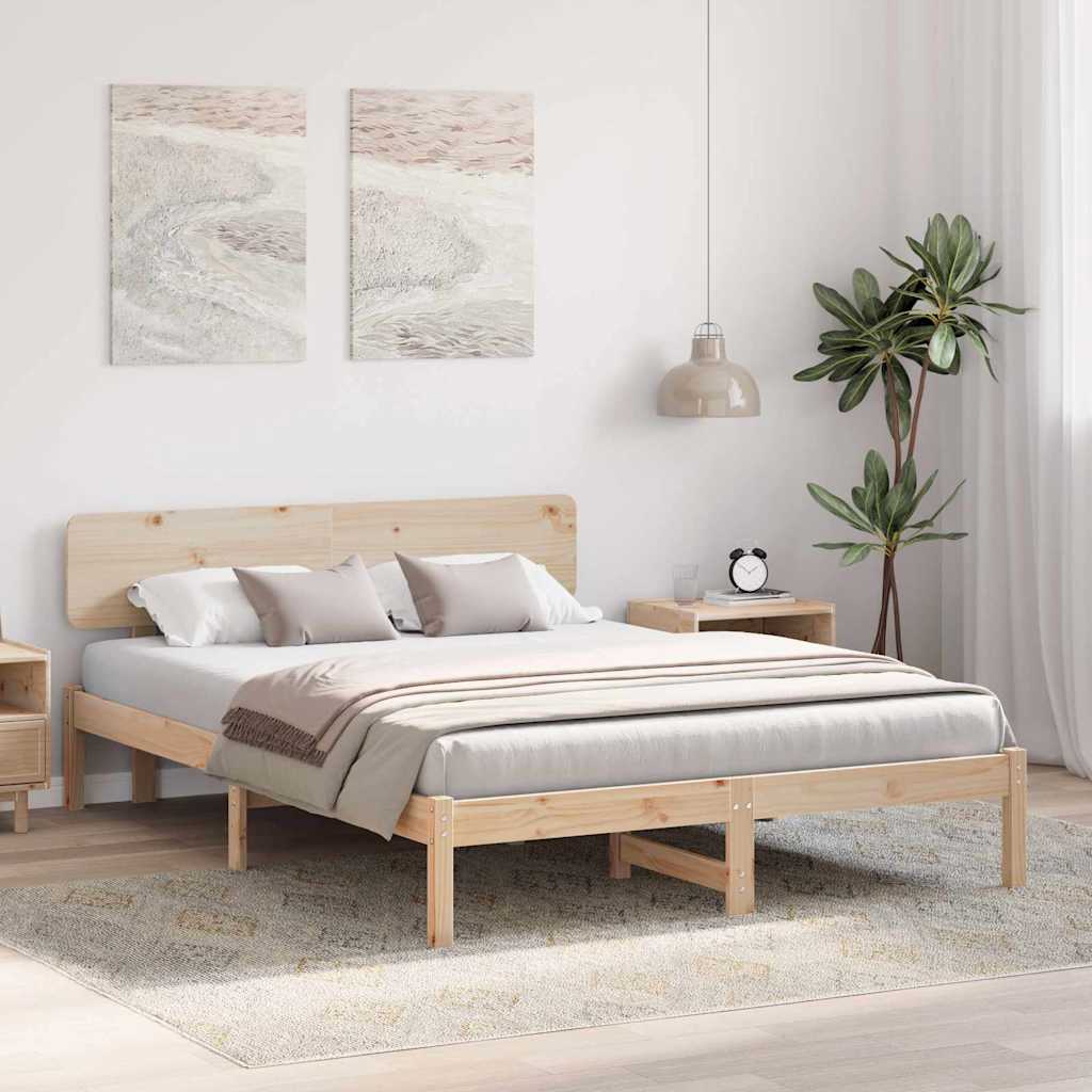 Krevetna konstrukcija Prirodna 200 x 200 cm Čvrsto borovo drvo
