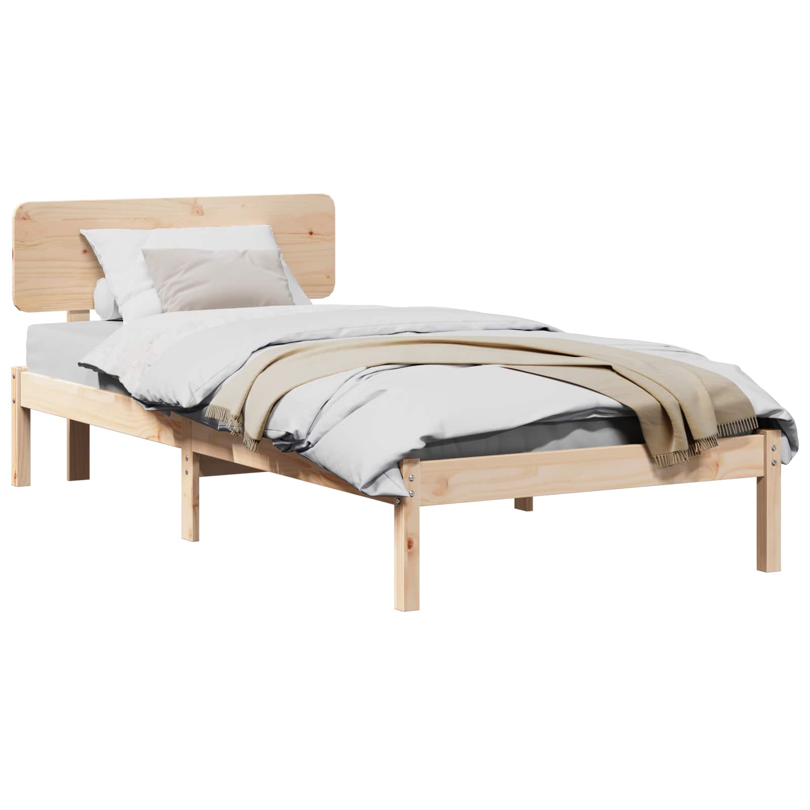Krevetna konstrukcija Prirodna 75 x 190 cm Čvrsto borovo drvo