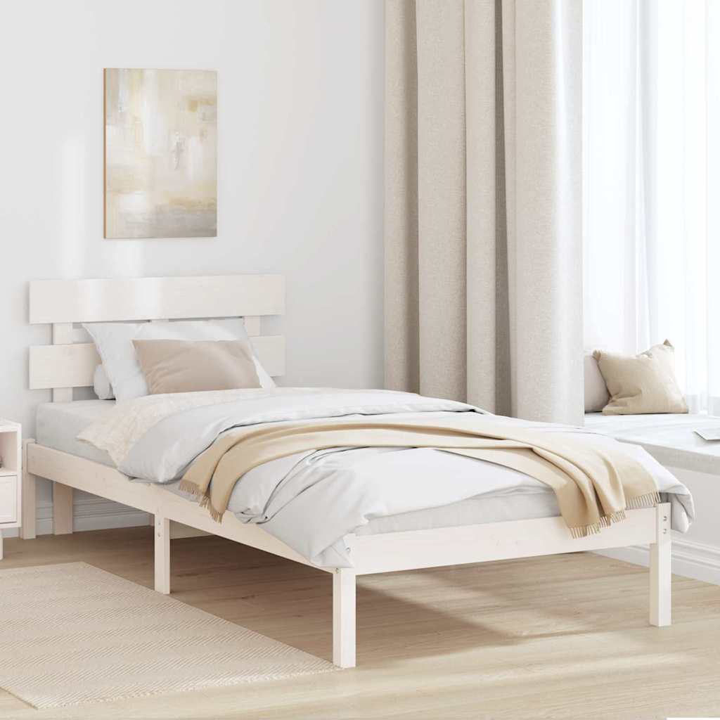 Krevetna konstrukcija Bijelo 75 x 190 cm Čvrsto borovo drvo