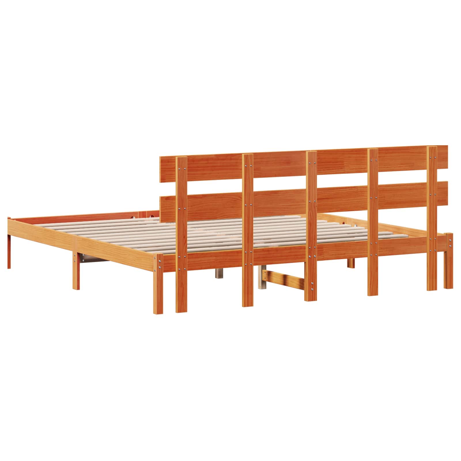 Krevetna konstrukcija Smeđa 200 x 200 cm Čvrsto borovo drvo