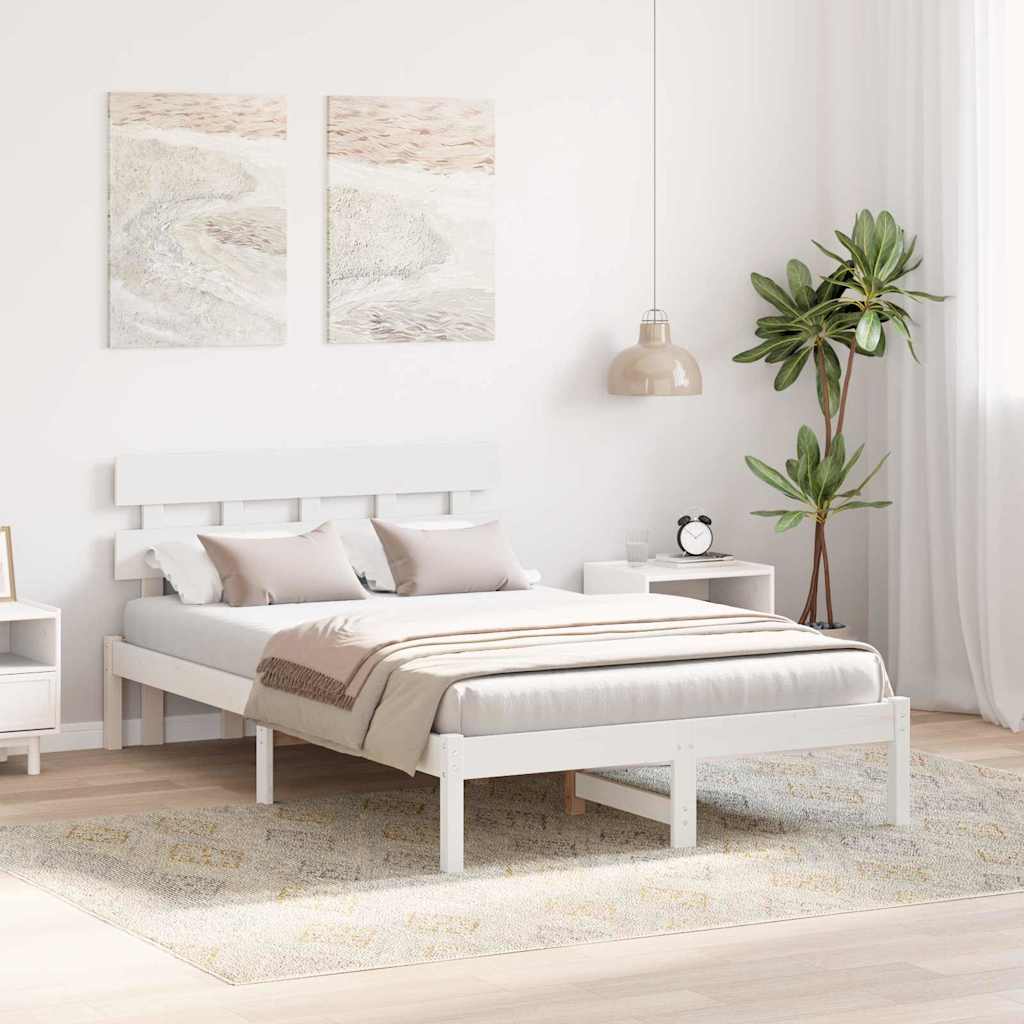 Krevetna konstrukcija Bijelo 135 x 190 cm Čvrsto borovo drvo