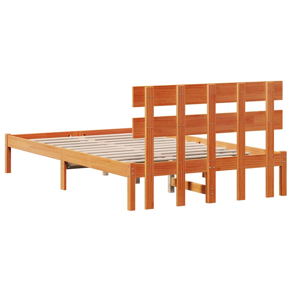 Krevetna konstrukcija Smeđa 135 x 190 cm Čvrsto borovo drvo