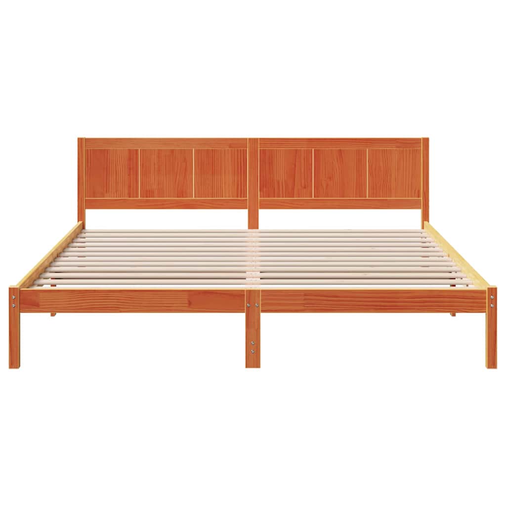 Krevetna konstrukcija Smeđa 200 x 200 cm Čvrsto borovo drvo