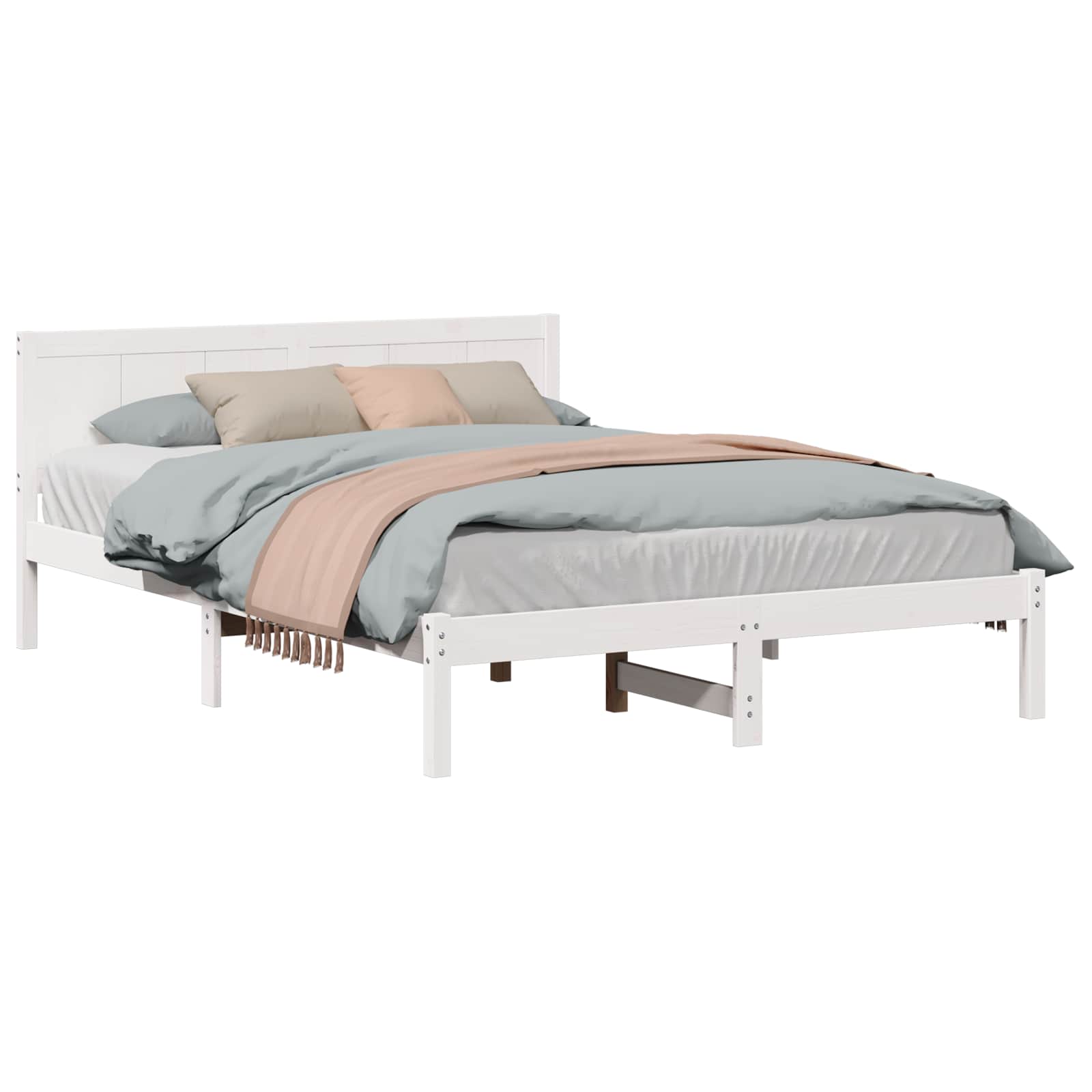 Krevetna konstrukcija Bijelo 160 x 200 cm Čvrsto borovo drvo