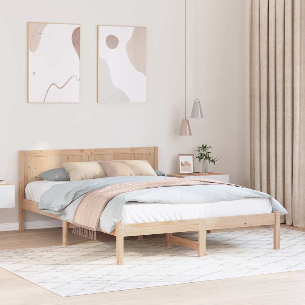 Krevetna konstrukcija Smeđa 150 x 200 cm Čvrsto borovo drvo