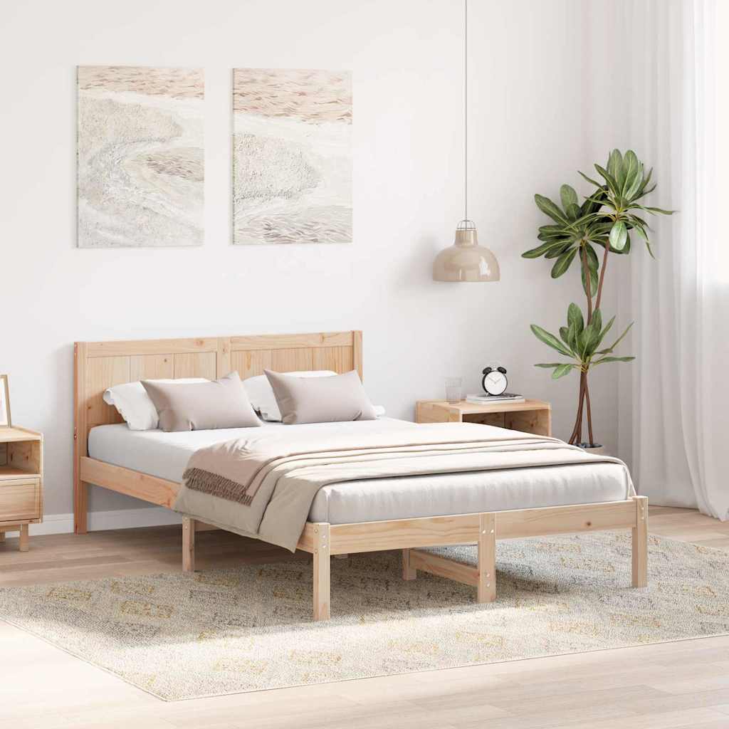 Krevetna konstrukcija Smeđa 135 x 190 cm Čvrsto borovo drvo