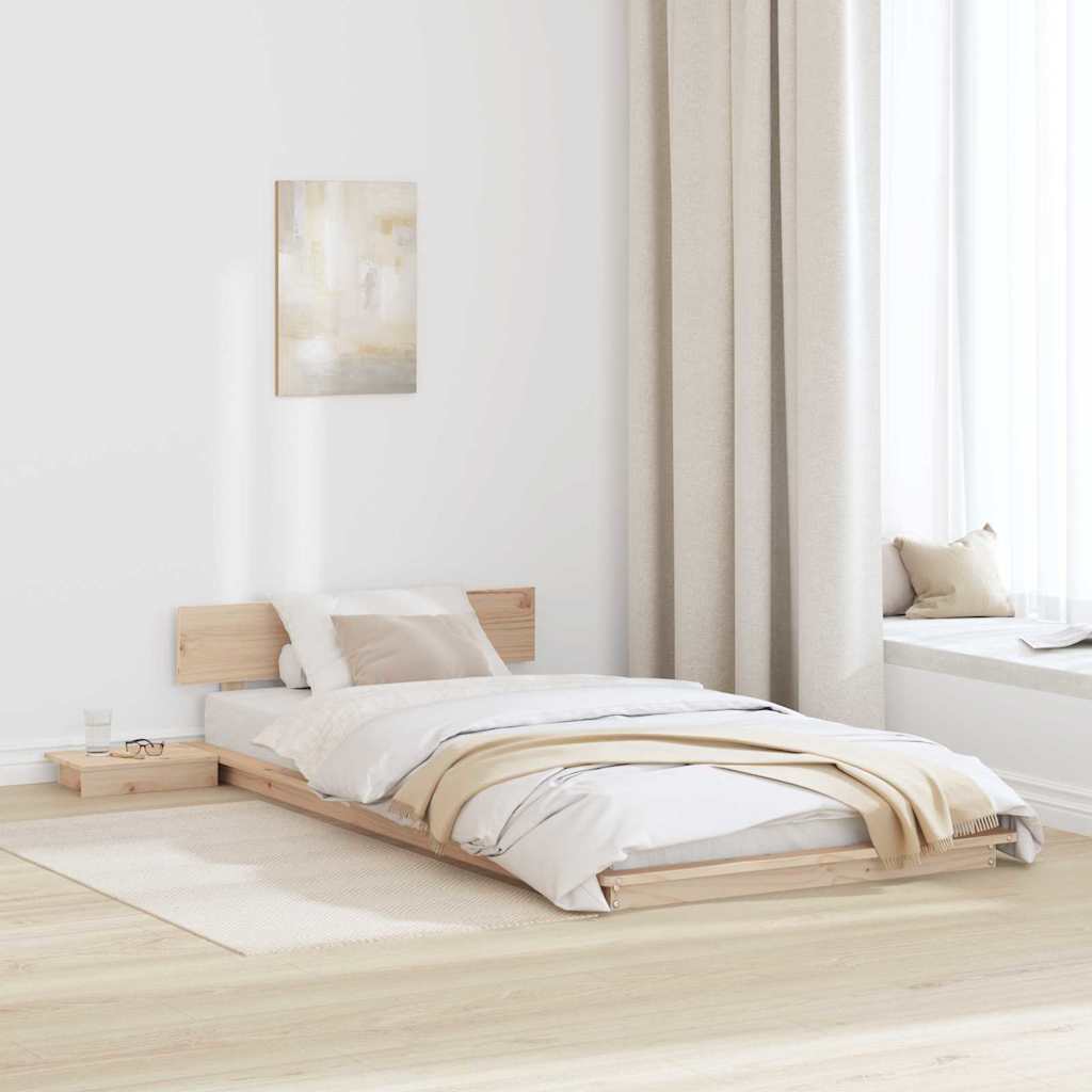 Krevetna konstrukcija s uzglavljem Smeđa 90 x 200 cm boja drva