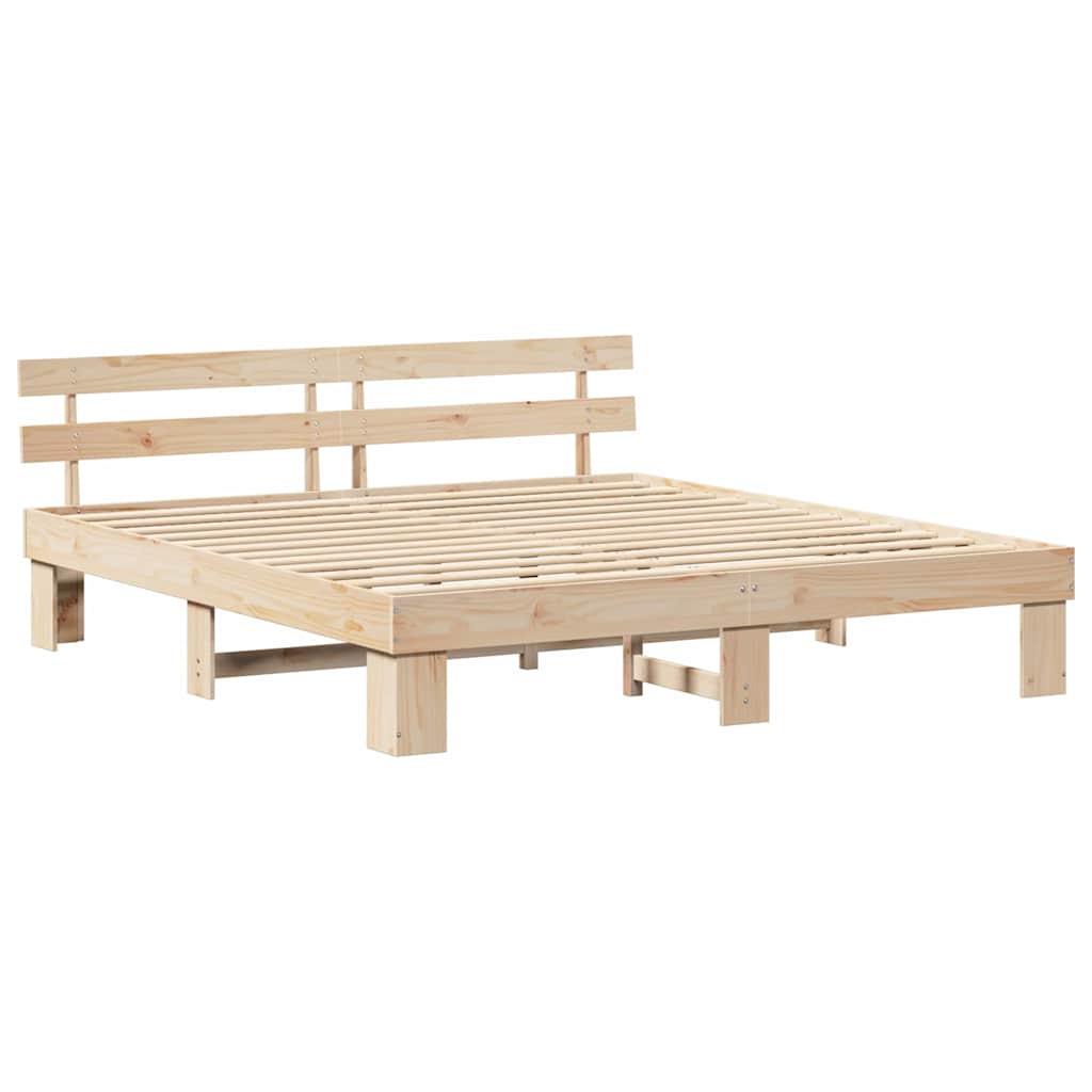 Krevetna konstrukcija Prirodna 200 x 200 cm Čvrsto borovo drvo