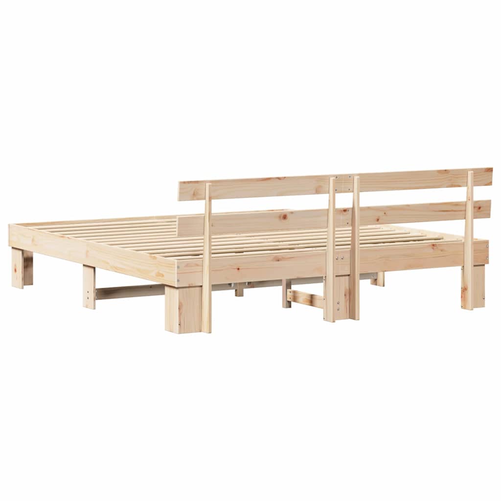 Krevetna konstrukcija Prirodna 200 x 200 cm Čvrsto borovo drvo