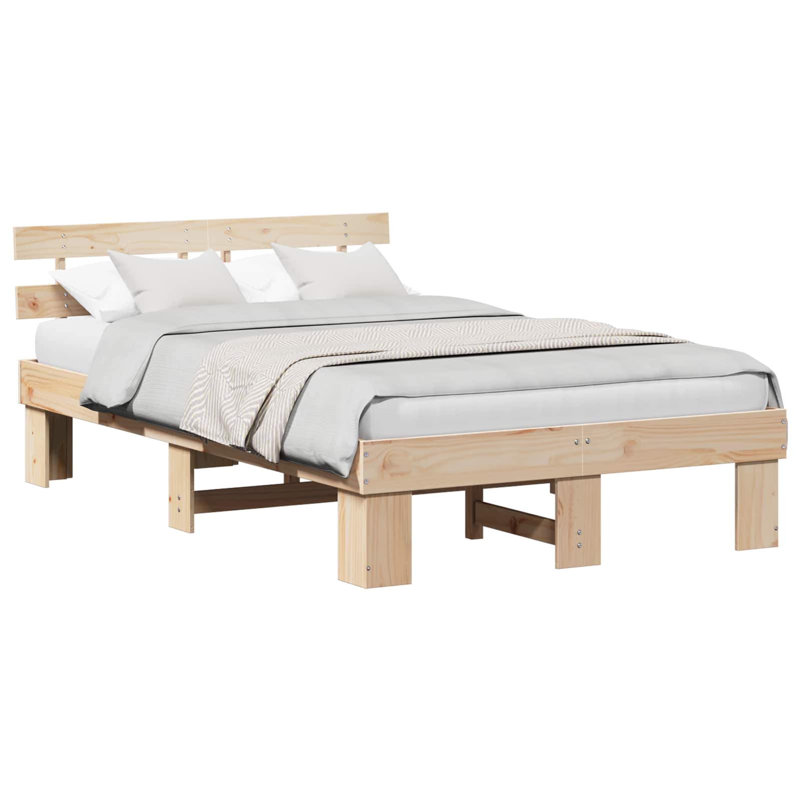 Krevetna konstrukcija Prirodna 140 x 190 cm Čvrsto borovo drvo