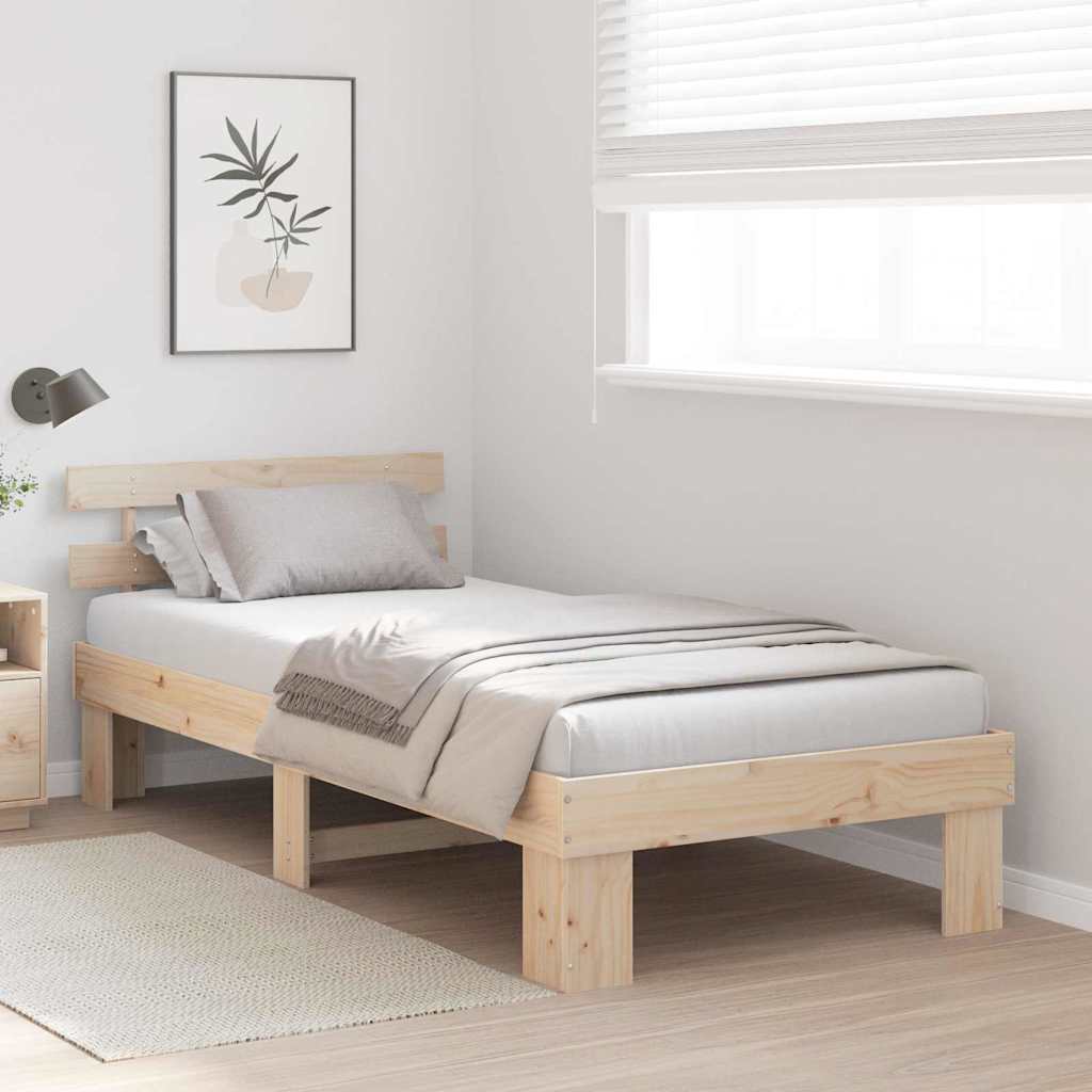 Krevetna konstrukcija Prirodna 100 x 200 cm Čvrsto borovo drvo