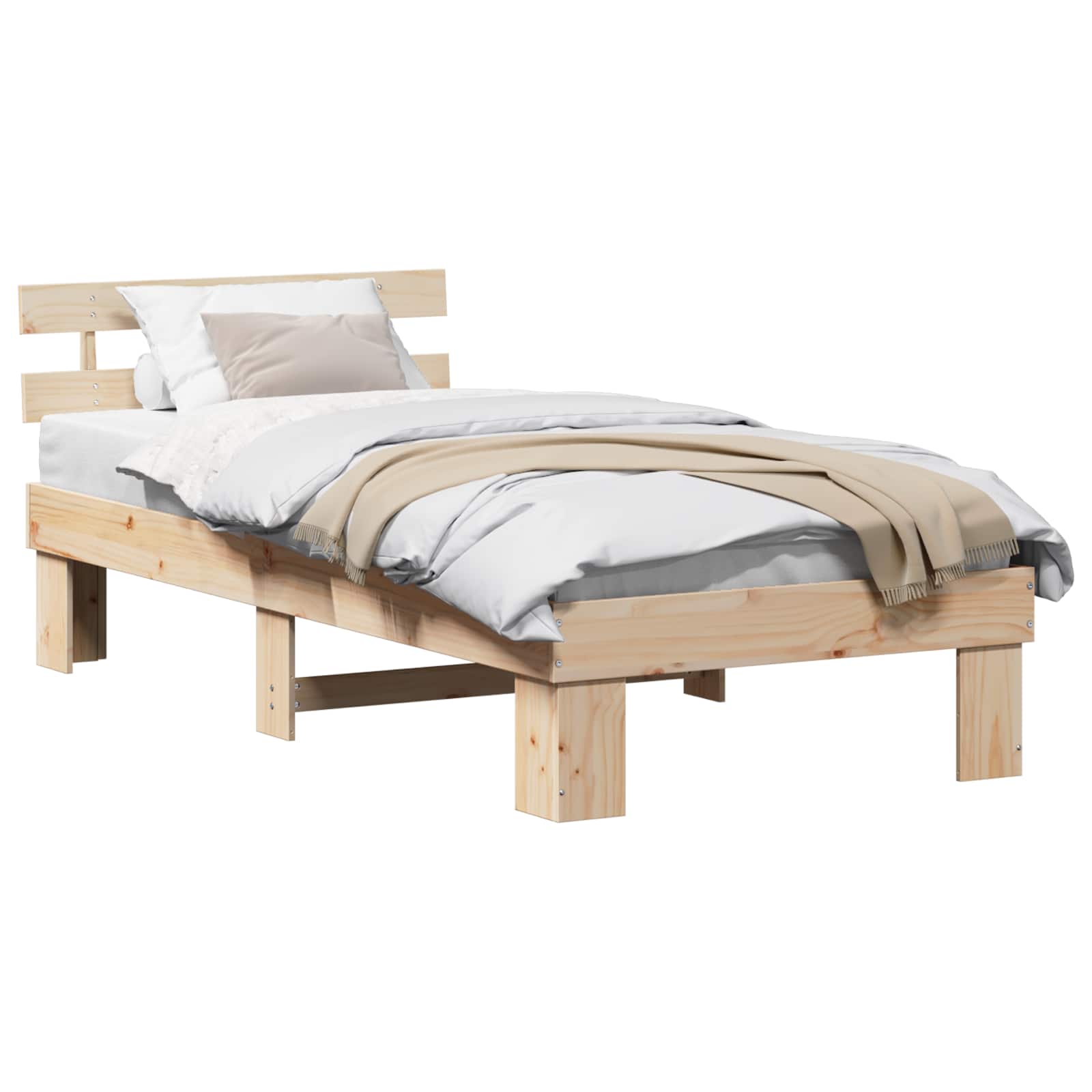 Krevetna konstrukcija Prirodna 75 x 190 cm Čvrsto borovo drvo