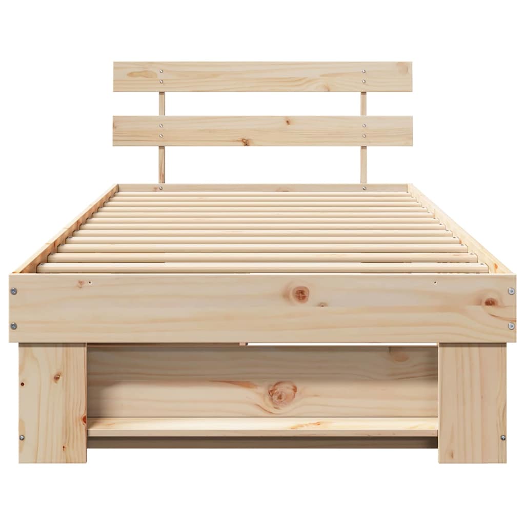Krevetna konstrukcija Prirodna 90 x 200 cm Čvrsto borovo drvo
