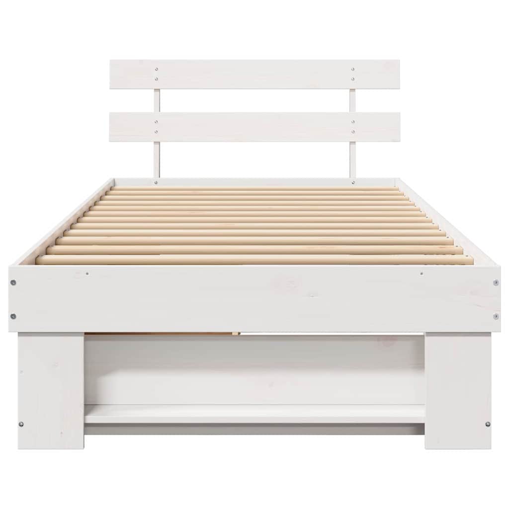 Krevetna konstrukcija Bijelo 90 x 190 cm Čvrsto borovo drvo