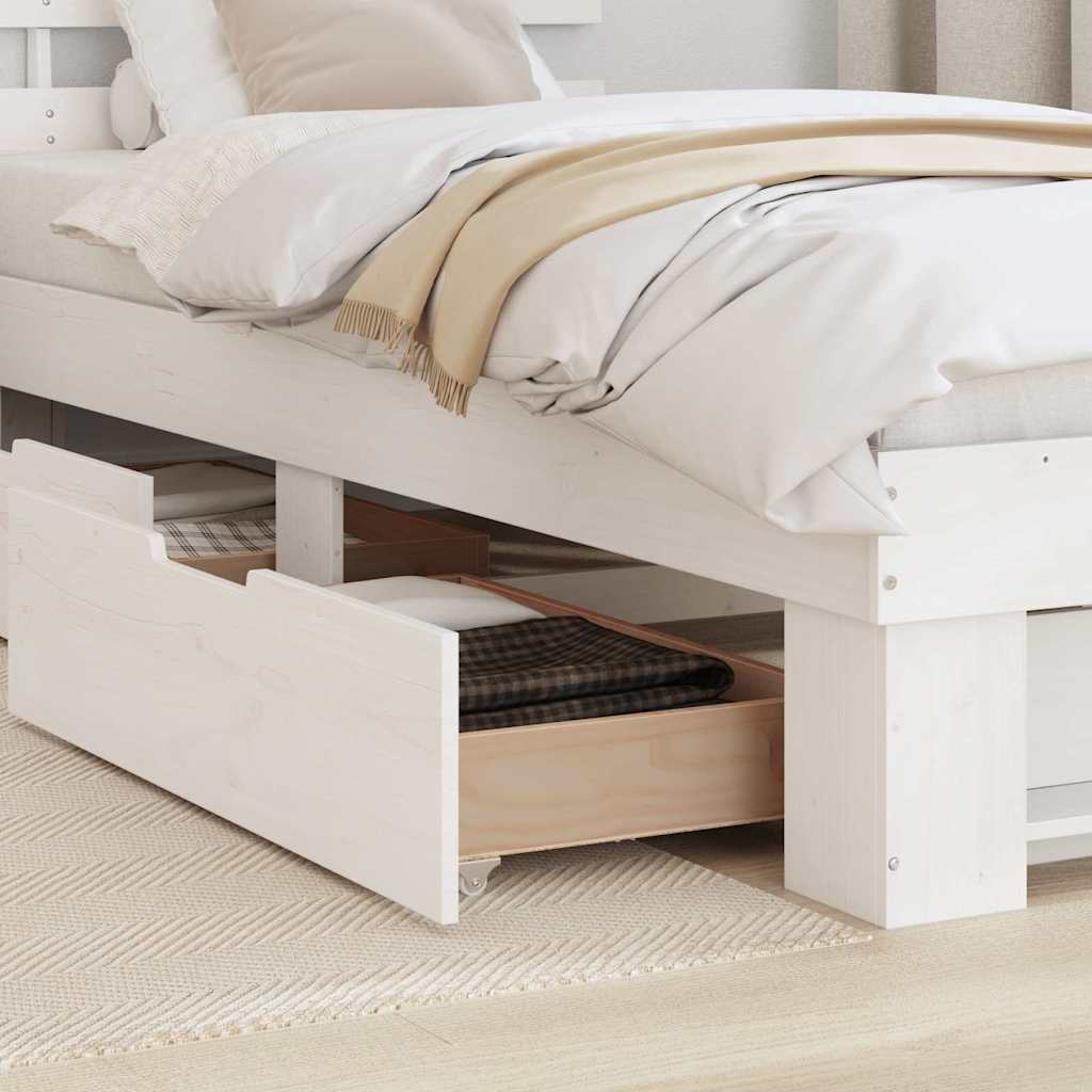 Krevetna konstrukcija Bijelo 75 x 190 cm Čvrsto borovo drvo