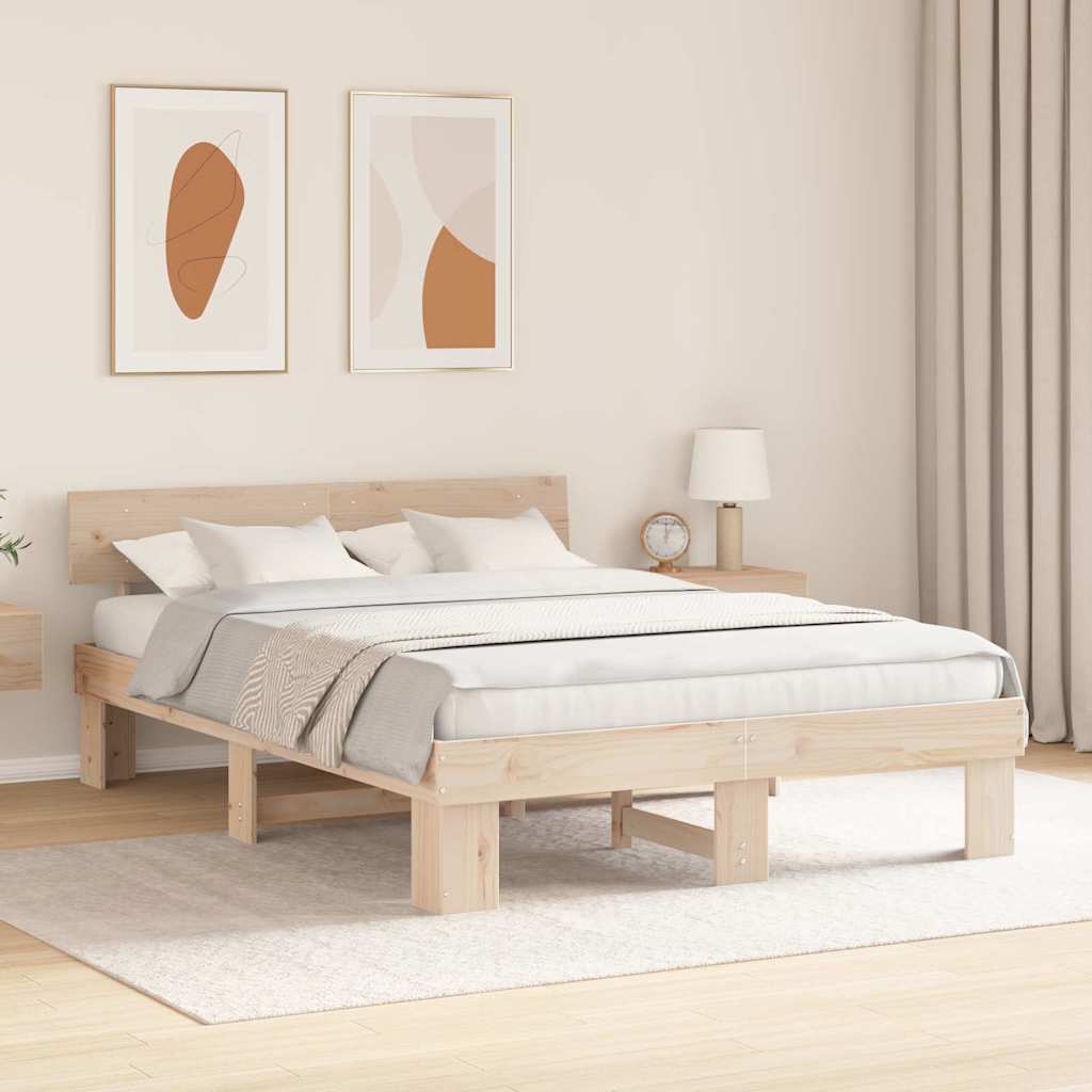 Krevetna konstrukcija Prirodna 150 x 200 cm Čvrsto borovo drvo