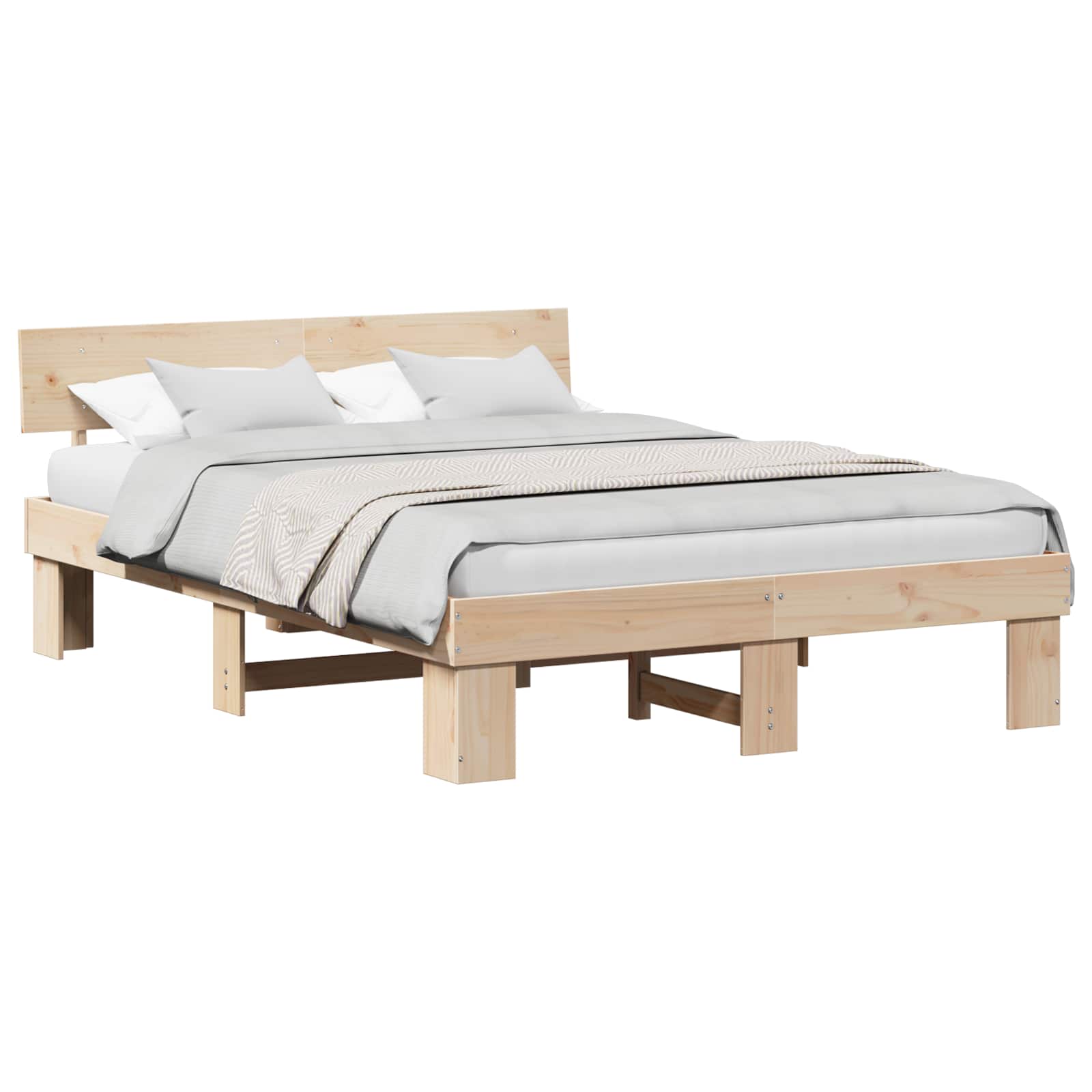 Krevetna konstrukcija Prirodna 150 x 200 cm Čvrsto borovo drvo