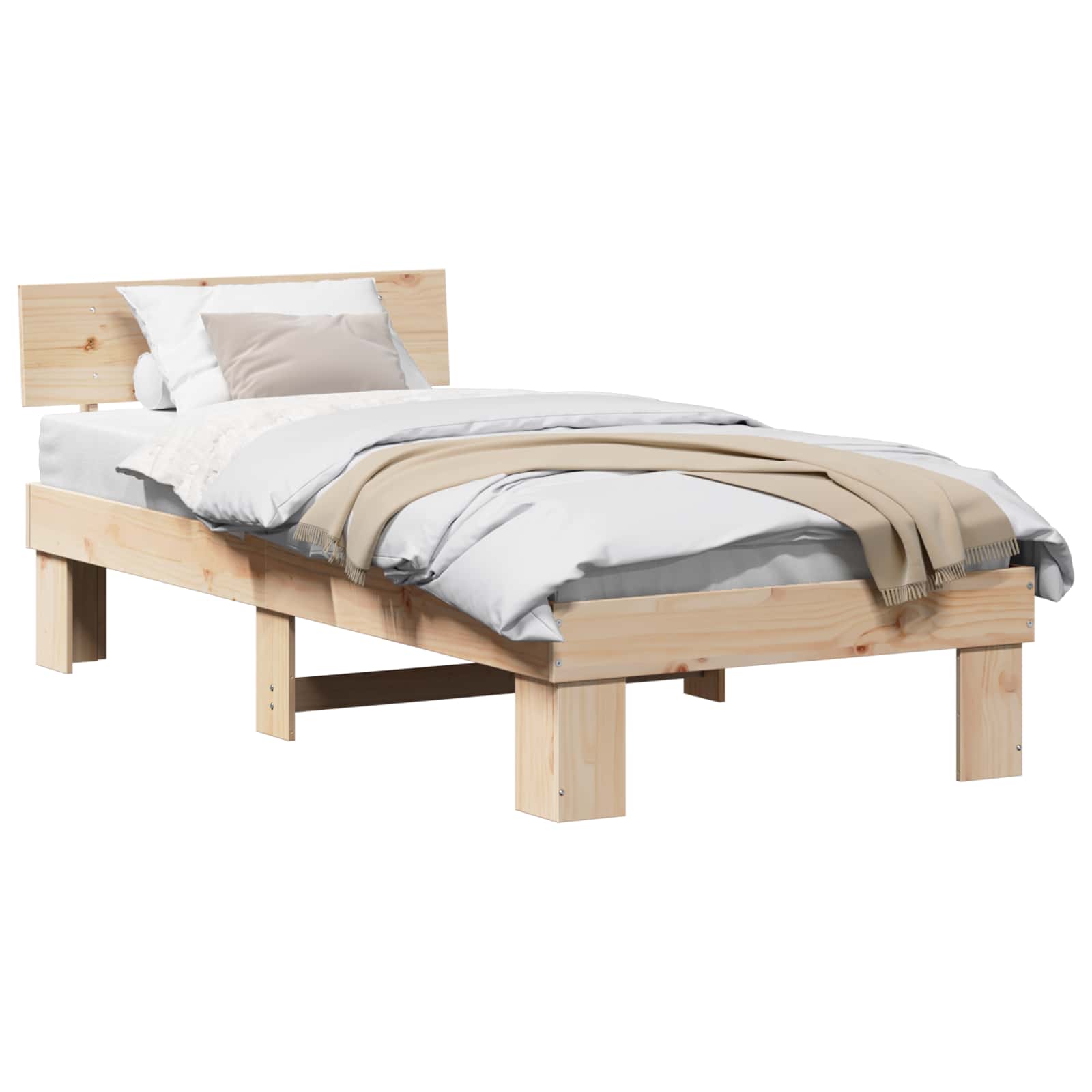 Krevetna konstrukcija Prirodna 90 x 200 cm Čvrsto borovo drvo