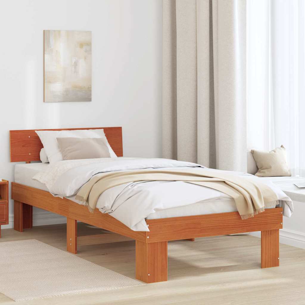 Krevetna konstrukcija s uzglavljem Vosak smeđa 90 x 190 cm