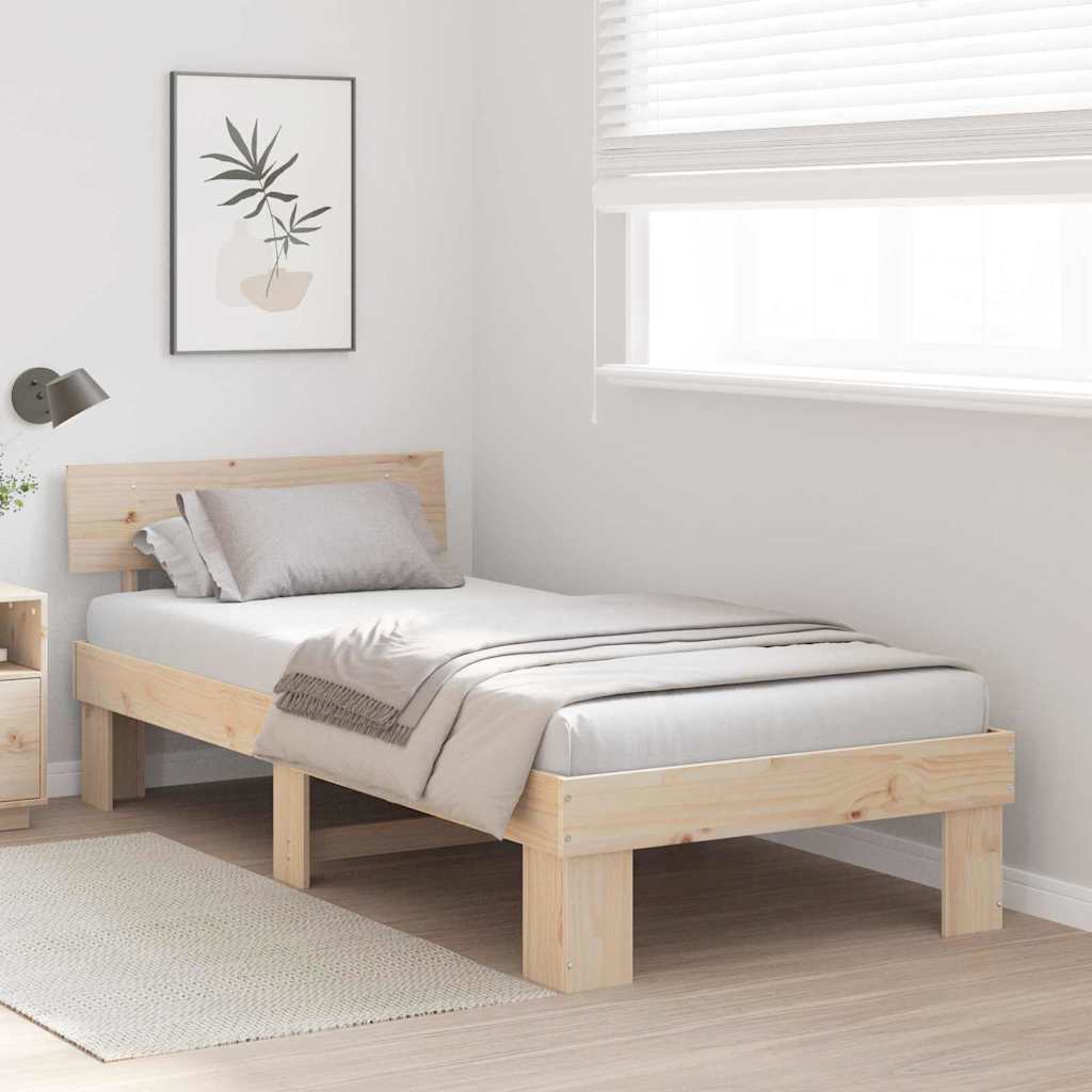 Krevetna konstrukcija Prirodna 75 x 190 cm Čvrsto borovo drvo
