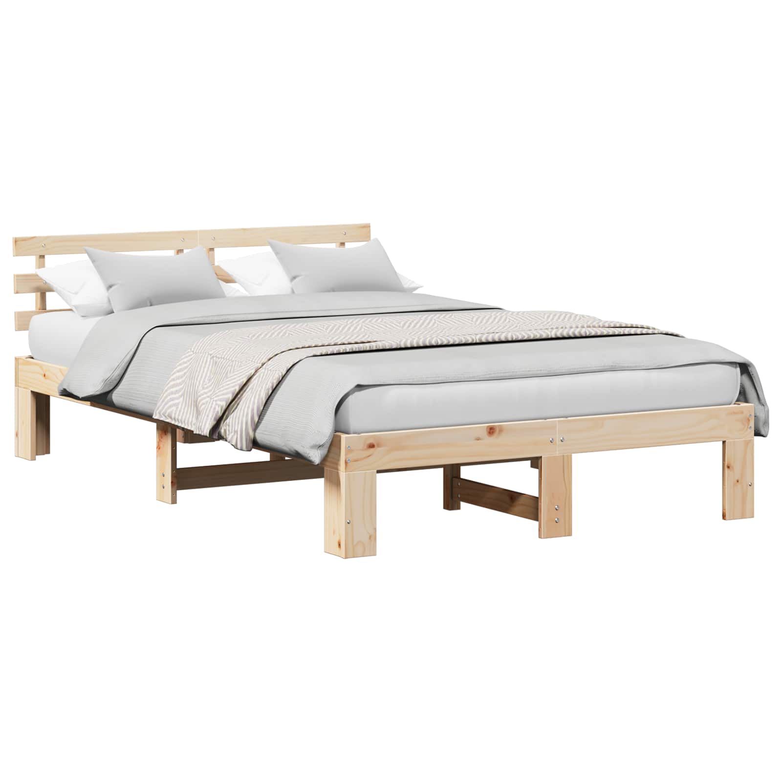 Krevetna konstrukcija Prirodna 120 x 200 cm Čvrsto borovo drvo