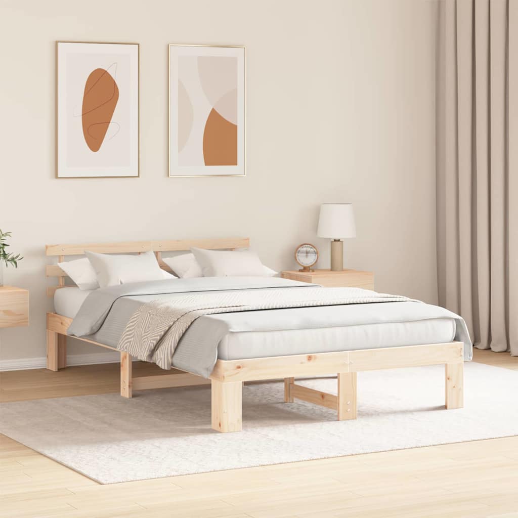 Krevetna konstrukcija Prirodna 135 x 190 cm Čvrsto borovo drvo