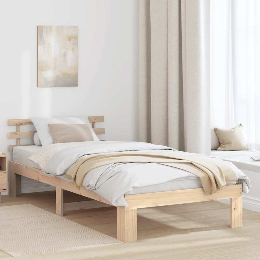 Krevetna konstrukcija Prirodna 90 x 190 cm Čvrsto borovo drvo