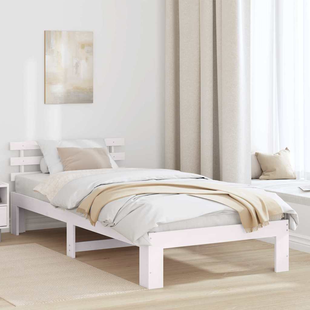 Krevetna konstrukcija Bijelo 90 x 190 cm Čvrsto borovo drvo