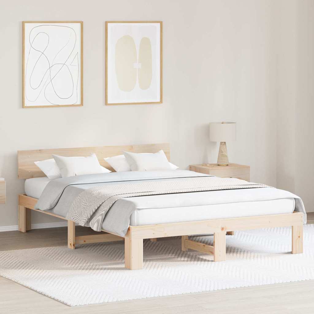 Krevetna konstrukcija Prirodna 150 x 200 cm Čvrsto borovo drvo