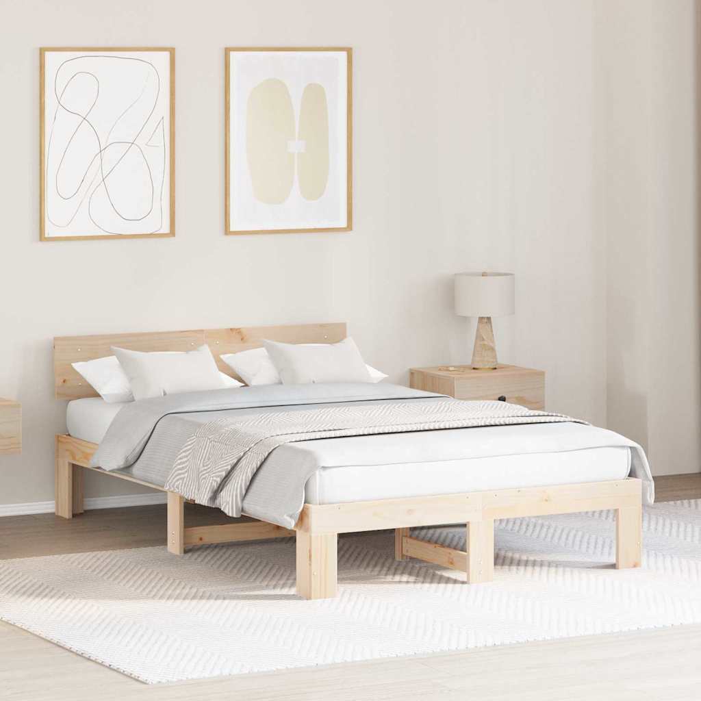 Krevetna konstrukcija Prirodna 120 x 200 cm Čvrsto borovo drvo