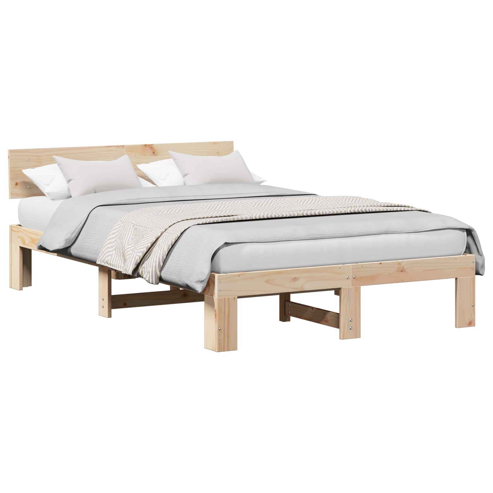 Krevetna konstrukcija Prirodna 140 x 190 cm Čvrsto borovo drvo