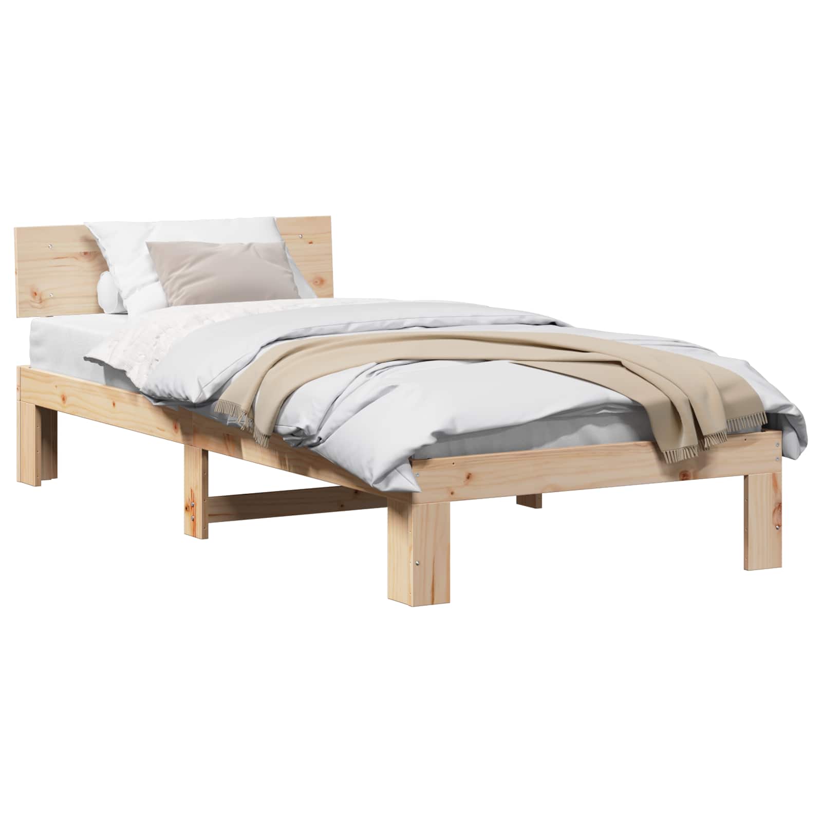Krevetna konstrukcija Prirodna 90 x 200 cm Čvrsto borovo drvo