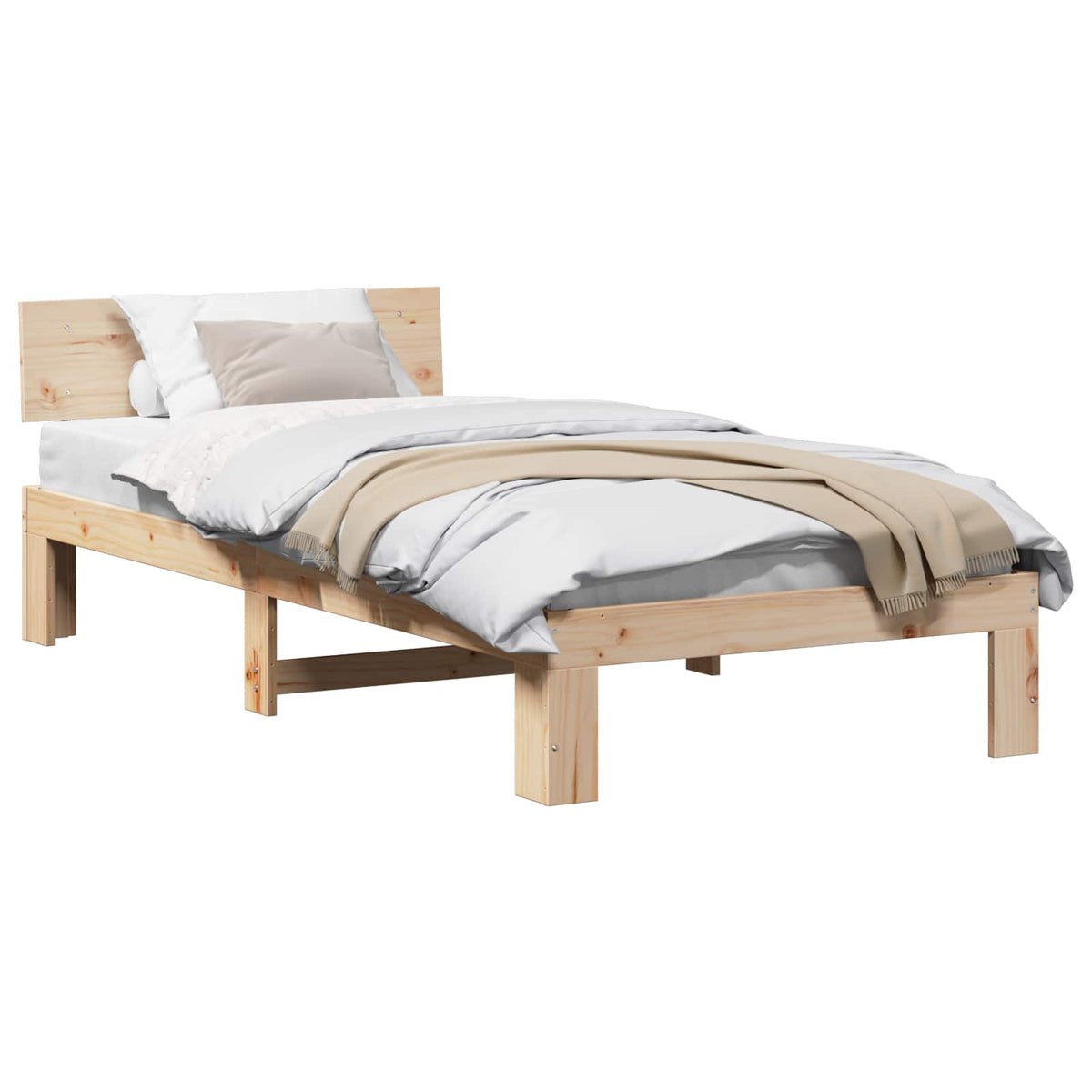 Krevetna konstrukcija Prirodna 90 x 190 cm Čvrsto borovo drvo