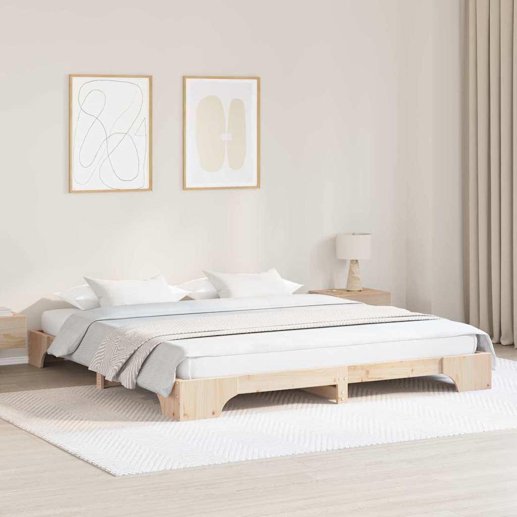 Krevetna konstrukcija Prirodna 200 x 200 cm Čvrsto borovo drvo