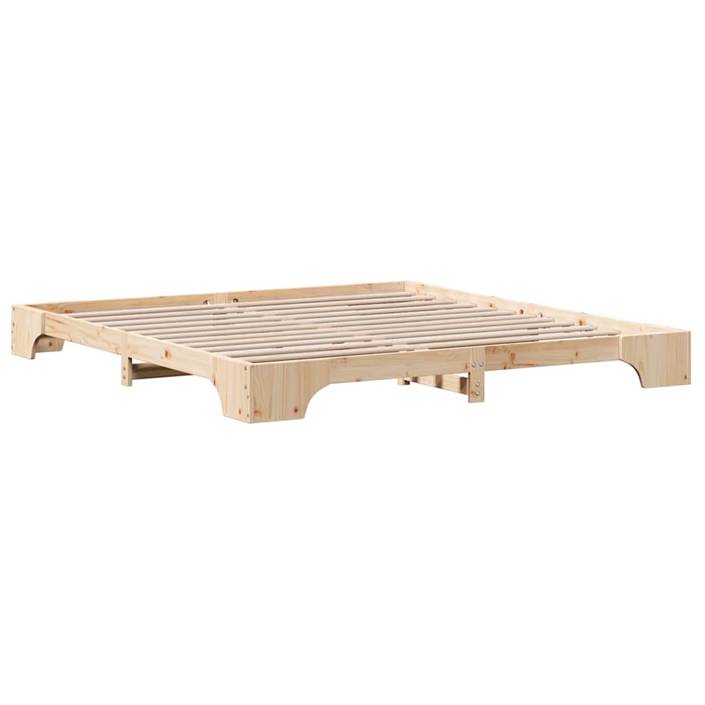 Krevetna konstrukcija Prirodna 200 x 200 cm Čvrsto borovo drvo