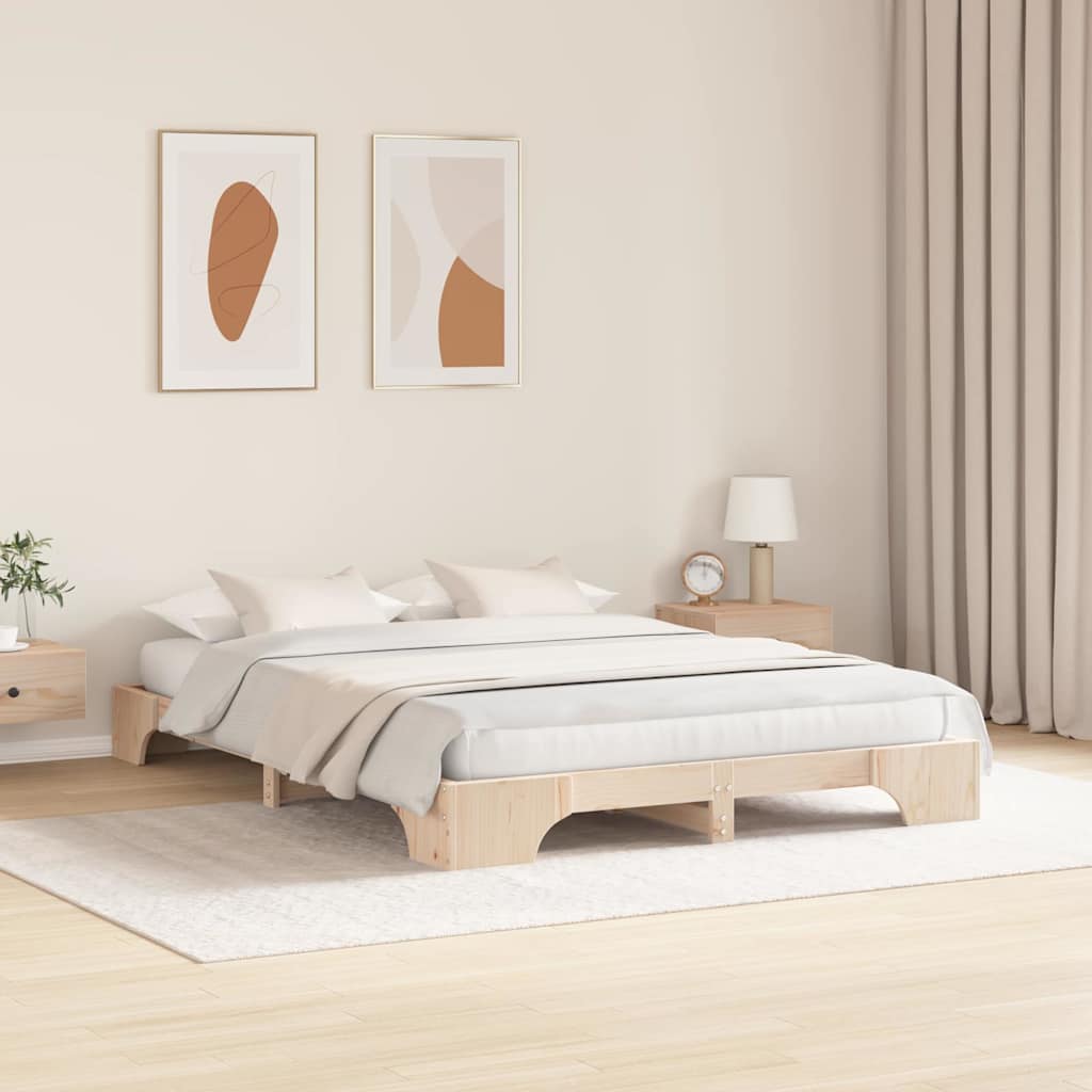 Krevetna konstrukcija Prirodna 150 x 200 cm Čvrsto borovo drvo