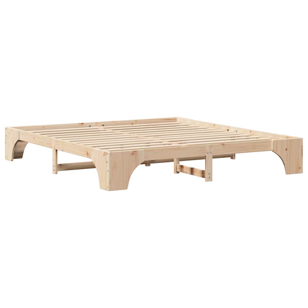 Krevetna konstrukcija Prirodna 200 x 200 cm Čvrsto borovo drvo