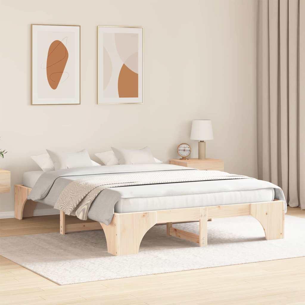 Krevetna konstrukcija Prirodna 140 x 200 cm Čvrsto borovo drvo