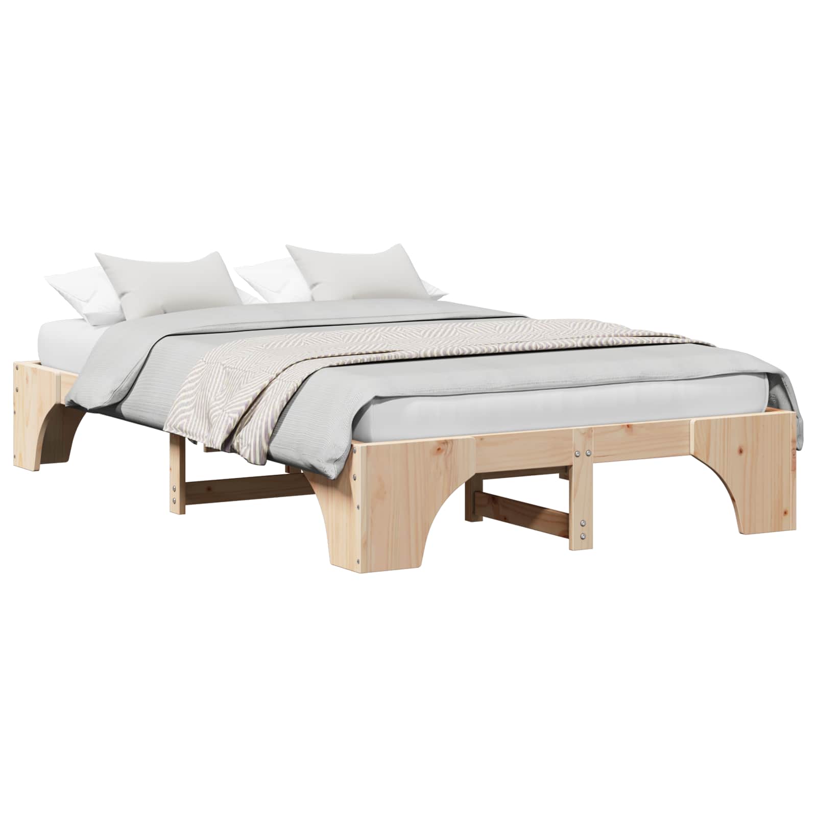 Krevetna konstrukcija Prirodna 135 x 190 cm Čvrsto borovo drvo