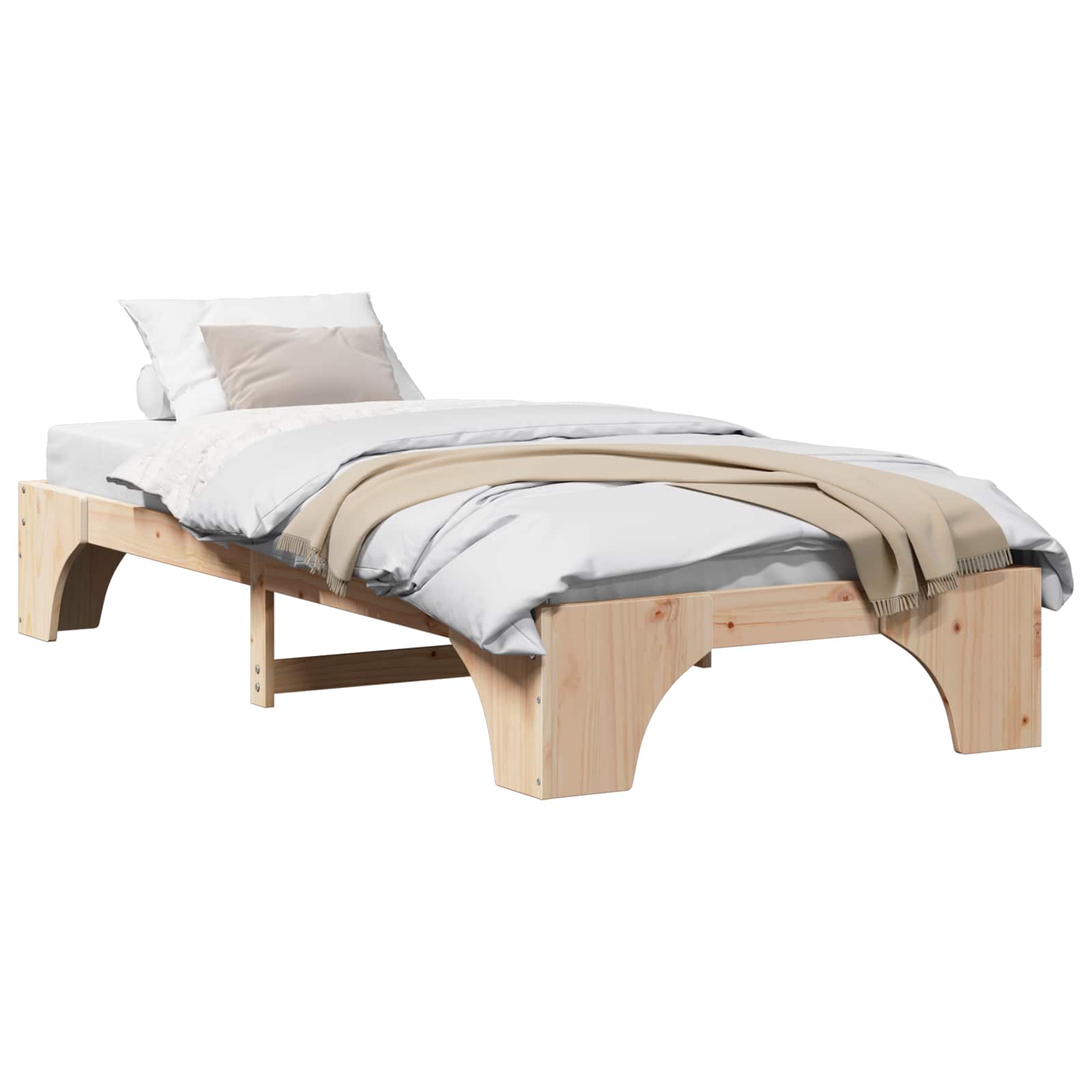 Krevetna konstrukcija Prirodna 90 x 200 cm Čvrsto borovo drvo